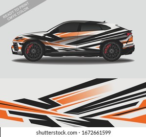 Car wrap decal design vector, custom livery race rally car vehicle sticker and tinting.