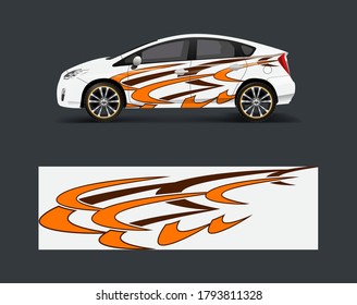 Vector de diseño de calcomanías de ajuste de coches. Diseños gráficos de carreras abstractas para vehículos, rally, raza, diseño de plantillas de aventura vectorial