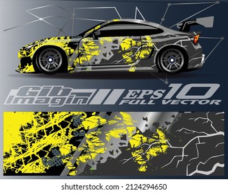 Car wrap decal design vector, for advertising or custom livery WRC style, race rally car vehicle sticker and tinting.