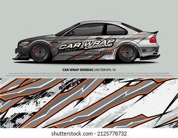 Car wrap decal design vector. abstract Graphic background kit designs for vehicle, race car, rally, livery, sport car