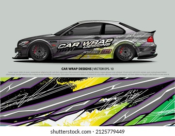Car wrap decal design vector. abstract Graphic background kit designs for vehicle, race car, rally, livery, sport car