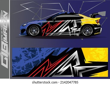 Car wrap decal design vector, for advertising or custom livery WRC style, race rally car vehicle sticker and tinting custom.