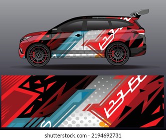 Car wrap decal design vector, for advertising or custom livery WRC style, race rally car vehicle sticker and tinting custom.