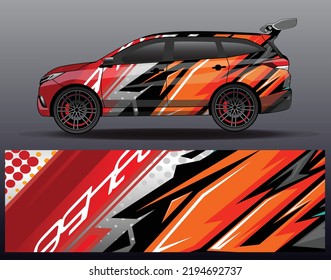 Car wrap decal design vector, for advertising or custom livery WRC style, race rally car vehicle sticker and tinting custom.