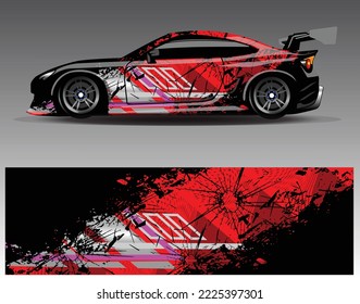 Car wrap decal design vector, custom livery race rally car vehicle sticker and tinting