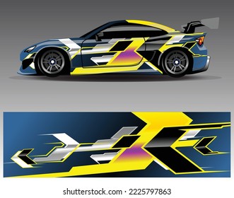 Car wrap decal design vector, custom livery race rally car vehicle sticker and tinting