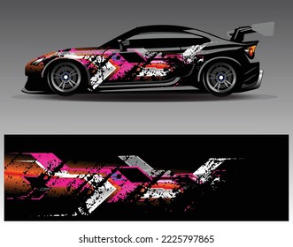 Car wrap decal design vector, custom livery race rally car vehicle sticker and tinting