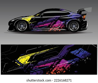 Car wrap decal design vector  custom livery race rally car vehicle sticker and tinting