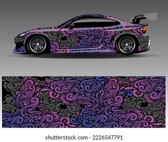 Car wrap decal design vector  custom livery race rally car vehicle sticker and tinting