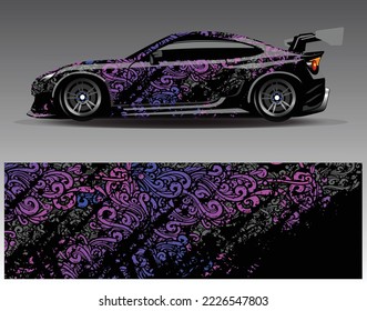 Car wrap decal design vector  custom livery race rally car vehicle sticker and tinting