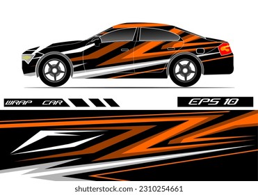 Car wrap decal design vector. Graphic abstract racing designs for vehicle, rally, race, adventure template design vector