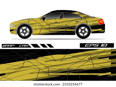 Car wrap decal design vector. Graphic abstract racing designs for vehicle, rally, race, adventure template design vector