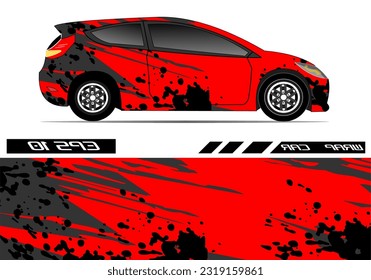 Car wrap decal design vector. Graphic abstract racing design for vehicle, rally, race, red color template design vector