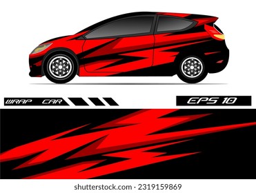 Car wrap decal design vector. Graphic abstract racing design for vehicle, rally, race, red color template design vector