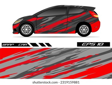 Car wrap decal design vector. Graphic abstract racing design for vehicle, rally, race, red color template design vector