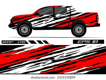 Vector de diseño de calcomanías de ajuste de coches. Diseño gráfico de carreras abstractas para vehículos, rally, raza, diseño de plantillas de color rojo vector