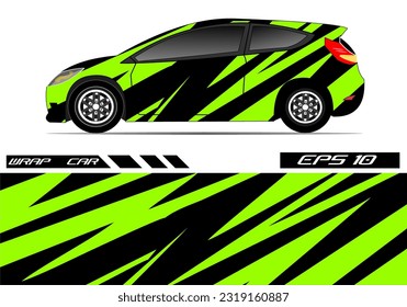 Automobil-Wrap decal Design Vektor. Grafisches abstraktes Renndesign für Fahrzeug, Rallye, Rasse, grüne Farbvorlage, Vektorgrafik