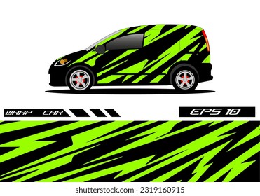 Automobil-Wrap decal Design Vektor. Grafisches abstraktes Renndesign für Fahrzeug, Rallye, Rasse, grüne Farbvorlage, Vektorgrafik