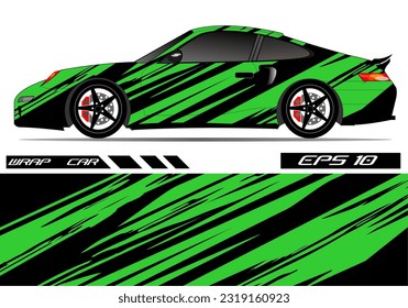 Automobil-Wrap decal Design Vektor. Grafisches abstraktes Renndesign für Fahrzeug, Rallye, Rasse, grüne Farbvorlage, Vektorgrafik
