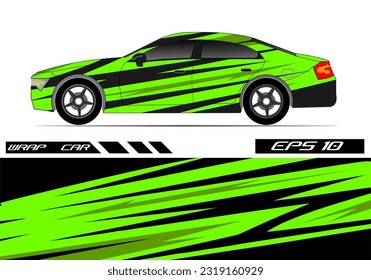 Vector de diseño de calcomanías de ajuste de coches. Diseño gráfico de carreras abstractas para vehículos, rally, raza, diseño de plantillas de color verde vector
