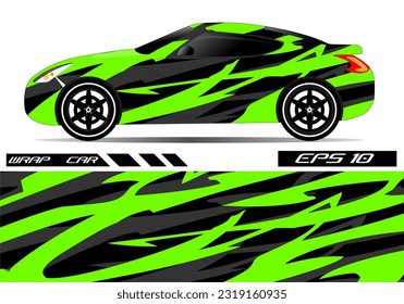 Car wrap decal design vector. Graphic abstract racing design for vehicle, rally, race, green color template design vector