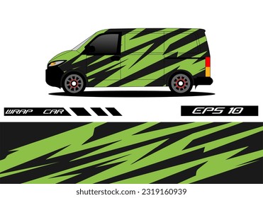 Vector de diseño de calcomanías de ajuste de coches. Diseño gráfico de carreras abstractas para vehículos, rally, raza, diseño de plantillas de color verde vector