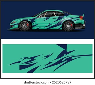 Vector del diseño de la etiqueta del abrigo del coche, vehículo de encargo del coche del rally de la carrera 