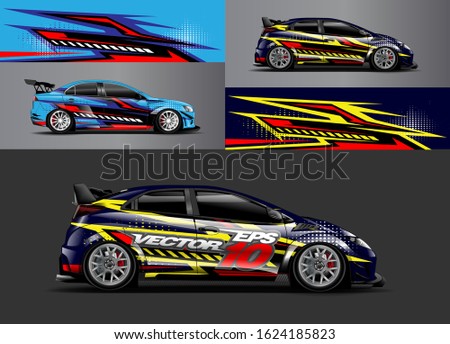Car wrap decal design vector, custom livery car vinyl sticker