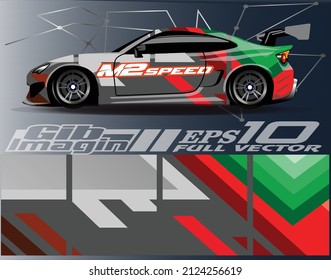 Car wrap decal design vector,advertising or custom livery WRC style, race rally car vehicle sticker and tinting custom.