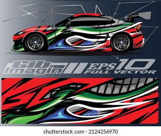 Car wrap decal design vector,advertising or custom livery WRC style, race rally car vehicle sticker and tinting custom.