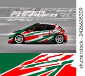 Car wrap decal designs. Abstract racing and sport background for racing livery or daily use car vinyl sticker.