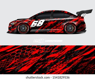 Car wrap decal designs. Abstract racing and sport background for racing livery or daily use car vinyl sticker. Vector eps 10.