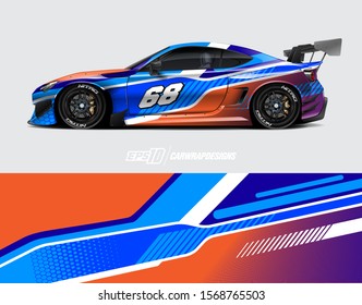 Car wrap decal designs. Abstract racing and sport background for car livery. Full vector eps 10.