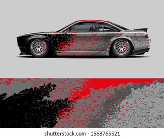 Car wrap decal designs. Abstract racing and sport background for car livery. Full vector eps 10.