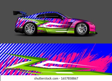 Car wrap decal designs. Abstract racing and sport background for car livery