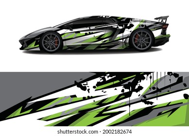 Car wrap decal designs. Abstract racing and sport background for racing livery