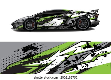 Car wrap decal designs. Abstract racing and sport background for racing livery