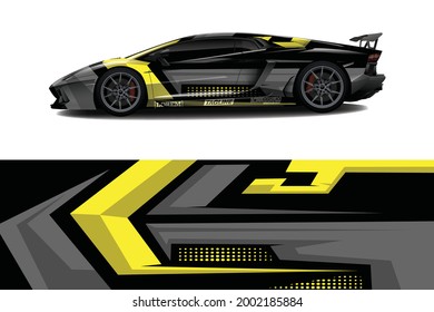 Car wrap decal designs. Abstract racing and sport background for racing livery