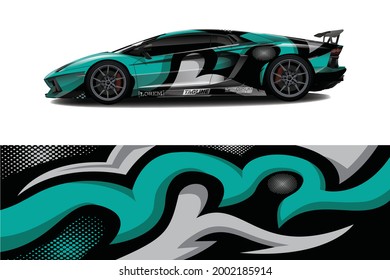 Car wrap decal designs. Abstract racing and sport background for racing livery