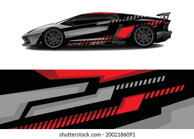 Car wrap decal designs. Abstract racing and sport background for racing livery