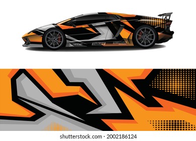 Car wrap decal designs. Abstract racing and sport background for racing livery