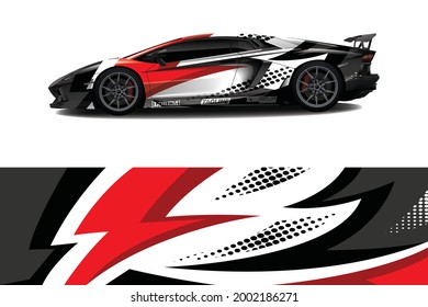 Car wrap decal designs. Abstract racing and sport background for racing livery