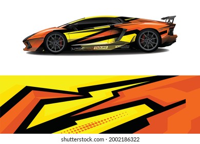 Car wrap decal designs. Abstract racing and sport background for racing livery