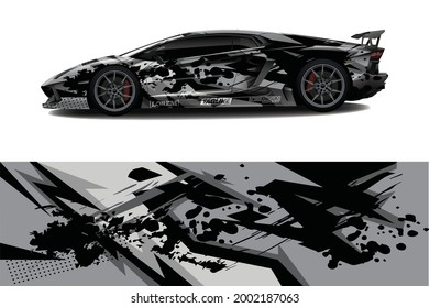 Car wrap decal designs. Abstract racing and sport background for racing livery