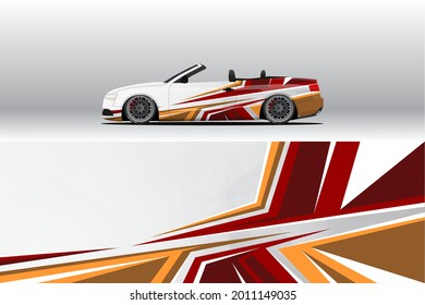 Diseños de calcomanías de cierre de coches. Carreras abstractas y antecedentes deportivos para la livianización de carreras o pegatinas de vinilo de uso diario. Decal los pasos vectoriales listos para imprimir.