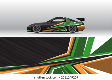 Car wrap decal designs. Abstract racing and sport background for racing livery or daily use car vinyl sticker. Decal vector eps ready print.