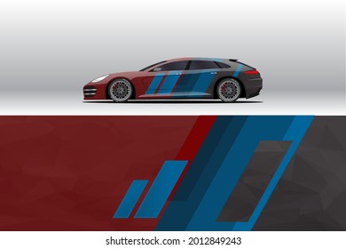 Car wrap decal designs. Abstract racing and sport background for racing livery or daily use car vinyl sticker. Decal vector eps ready print.