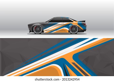 Car wrap decal designs. Abstract racing and sport background for racing livery or daily use car vinyl sticker. Decal vector eps ready print.