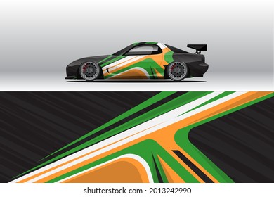 Car wrap decal designs. Abstract racing and sport background for racing livery or daily use car vinyl sticker. Decal vector eps ready print.