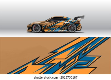 Car wrap decal designs. Abstract racing and sport background for racing livery or daily use car vinyl sticker. Decal vector eps ready print.
